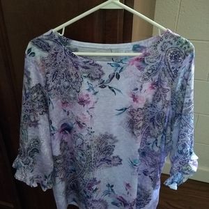 Terra & Sky Purple with large paisleys Knit Top Size 18/20